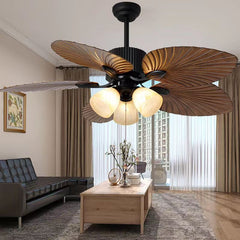 Cushy Crusader Living Room Southeast Asia Frequency Conversion Mute Fan-style Ceiling Lamp