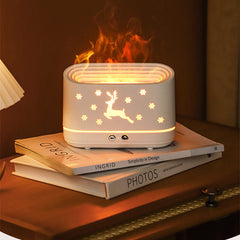 Cushy Crusader Elk Flame Humidifier Diffuser Mute Household Atmosphere Lamp Christmas Home Decorations