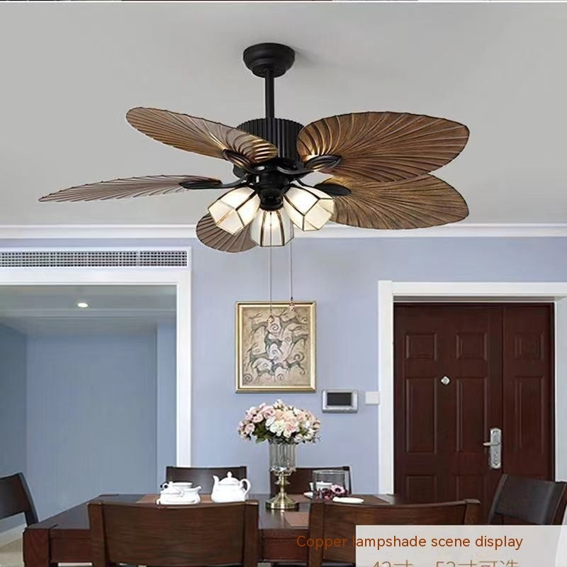 Cushy Crusader Living Room Southeast Asia Frequency Conversion Mute Fan-style Ceiling Lamp
