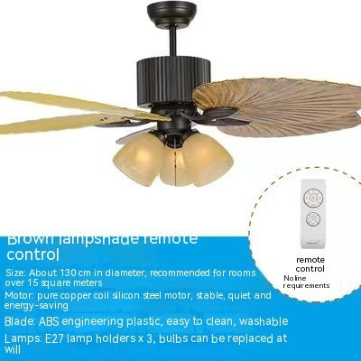 Cushy Crusader Living Room Southeast Asia Frequency Conversion Mute Fan-style Ceiling Lamp