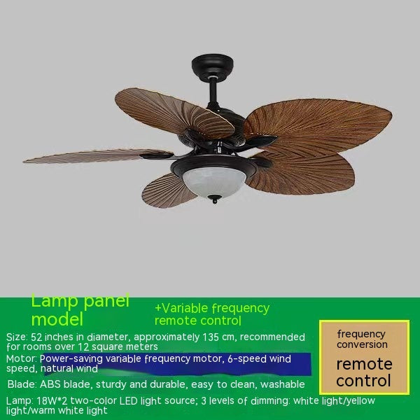 Cushy Crusader Living Room Southeast Asia Frequency Conversion Mute Fan-style Ceiling Lamp