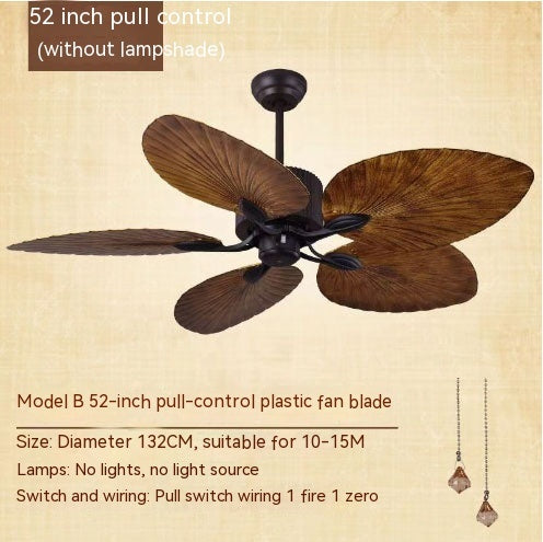 Cushy Crusader Living Room Southeast Asia Frequency Conversion Mute Fan-style Ceiling Lamp