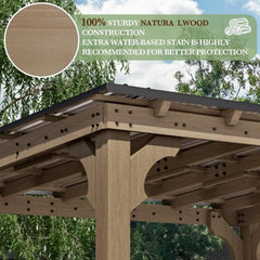Cushy Crusader Outdoor Patio Gazebo, BBQ Backyard Gazebo with Cedar Frame, Grill Gazebo with Sloping Steel Roof Design for Barbecue, Deck