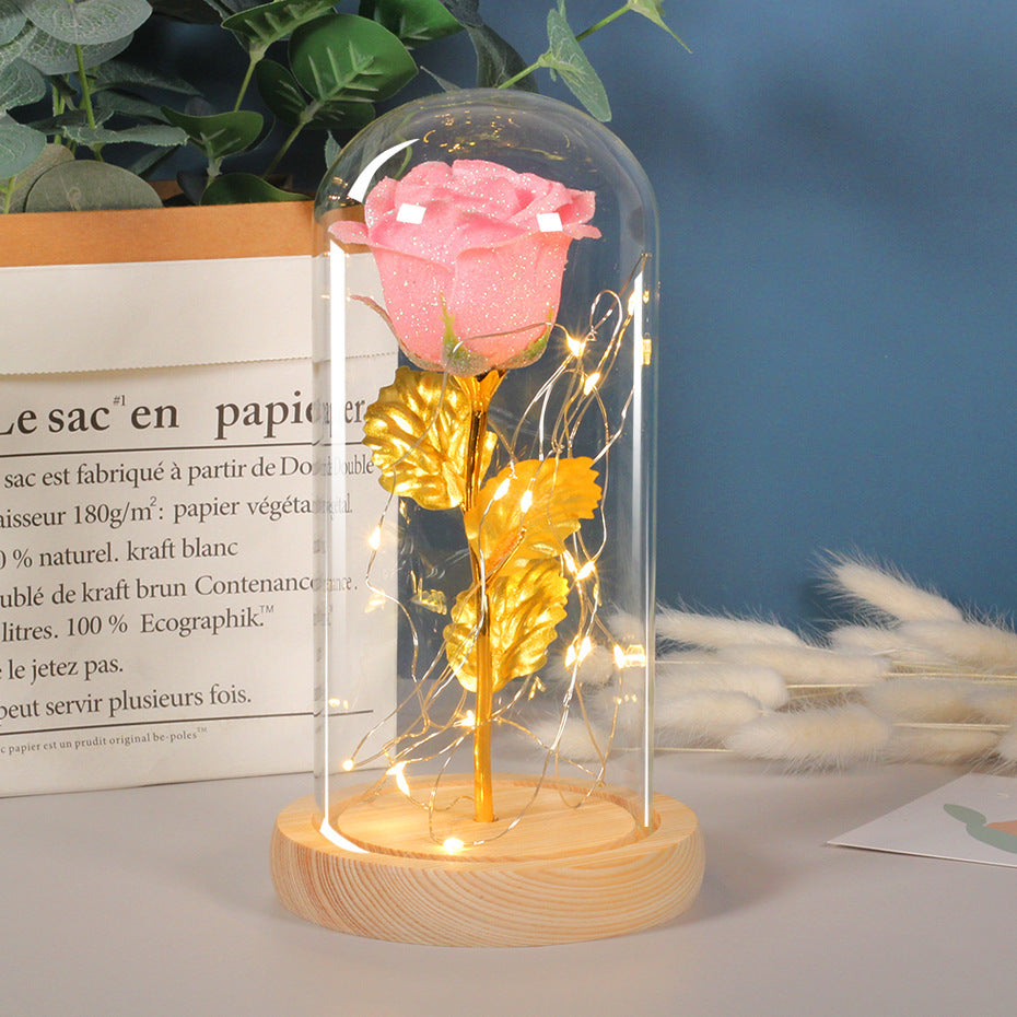Cushy Crusader Valentines Day Gift  For Girlfriend Eternal Rose Flowers LED Light