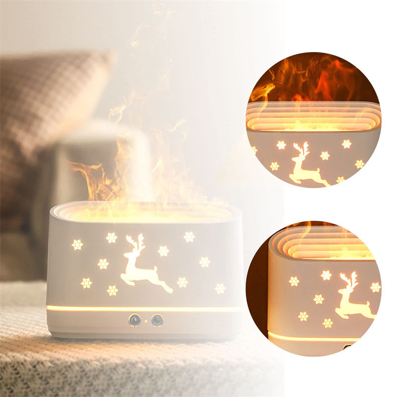 Cushy Crusader Elk Flame Humidifier Diffuser Mute Household Atmosphere Lamp Christmas Home Decorations